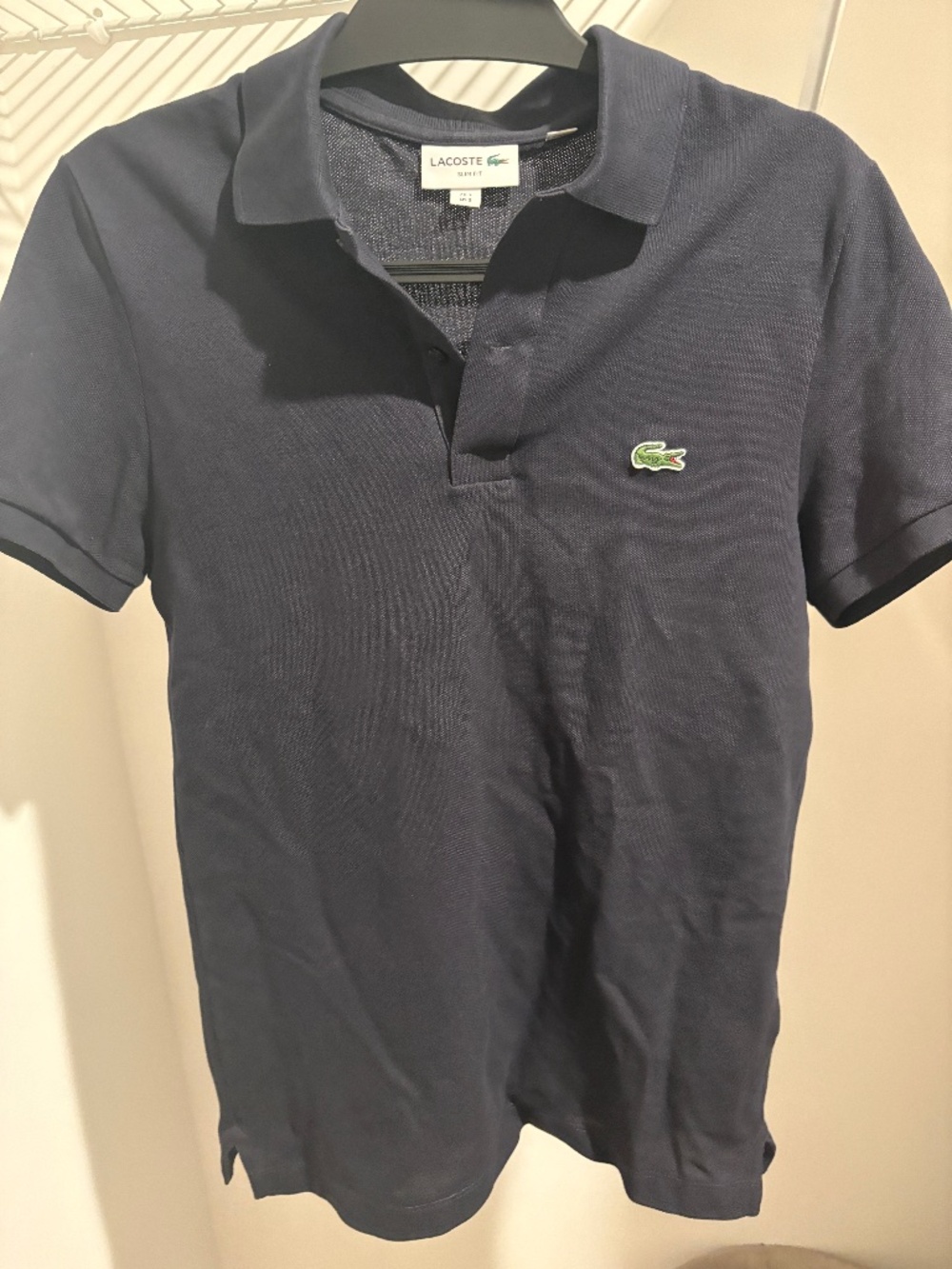 Men's Navy Classic Pique Lacoste Polo (Size Slim Fit S)
